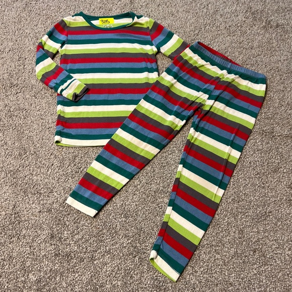 Kickee Pants Other - Kickee pants pajamas boys 3T green red stripes bamboo‎ stretch casual unisex